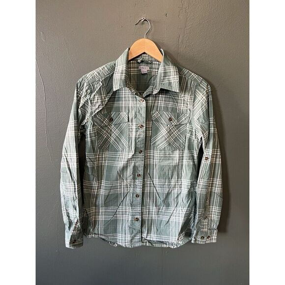 Carhartt Womens Green Plaid Long Sleeve Button Up Double Pocket Size Medium - Picture 1 of 5